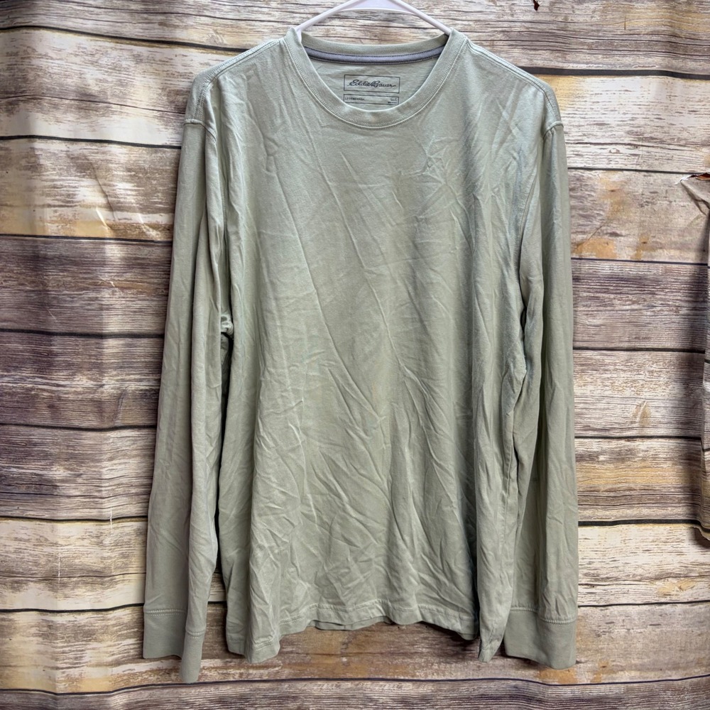 Eddie Bauer Legendwash Mens Large Long Sleeve Crewneck Tee Sage Green Shirt